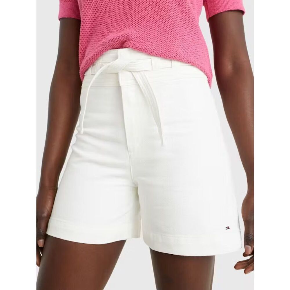 Tommy Hilfiger High Rise Flare Fit White Denim Shorts Size 6